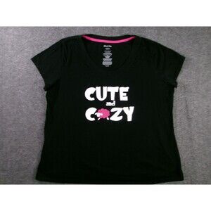 White Stag Top Women Extra Large Black  Cute and Cozy Graphic Sheep Lounge Day